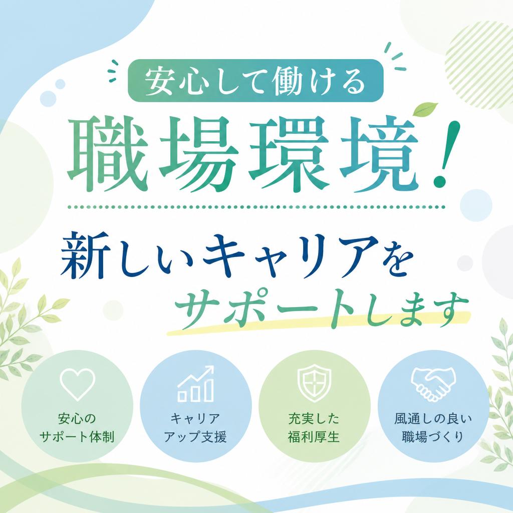 安心して働ける職場環境！新しいキャリアをサポートします