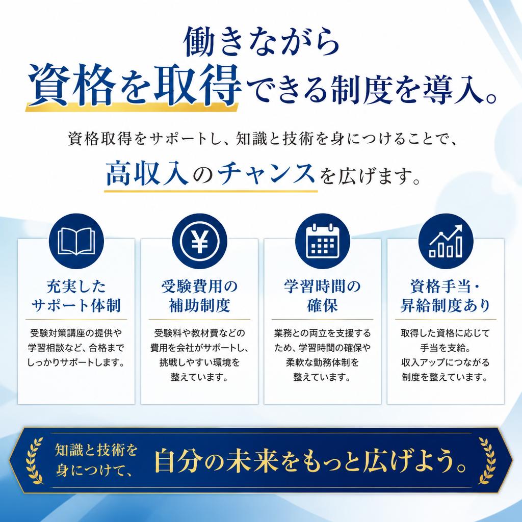 資格取得支援でキャリアアップを実現
