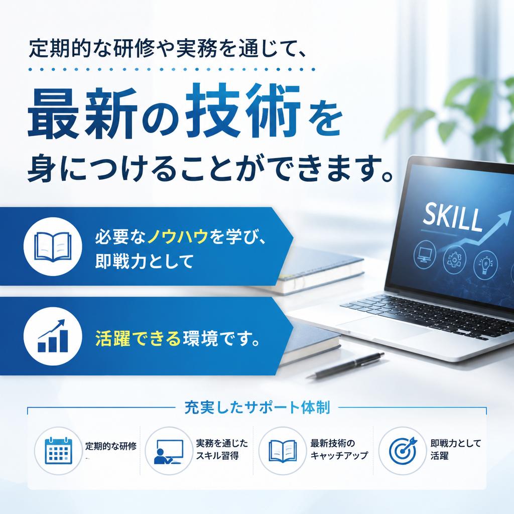充実の研修制度でスキルアップ